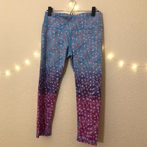 Blue, Purple, and Pink Ombre Cropped Yoga Pants